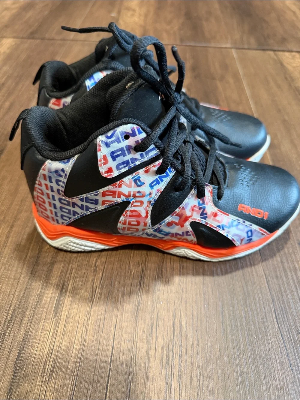 And1 Black and Orange Kids' High-Top Sneakers